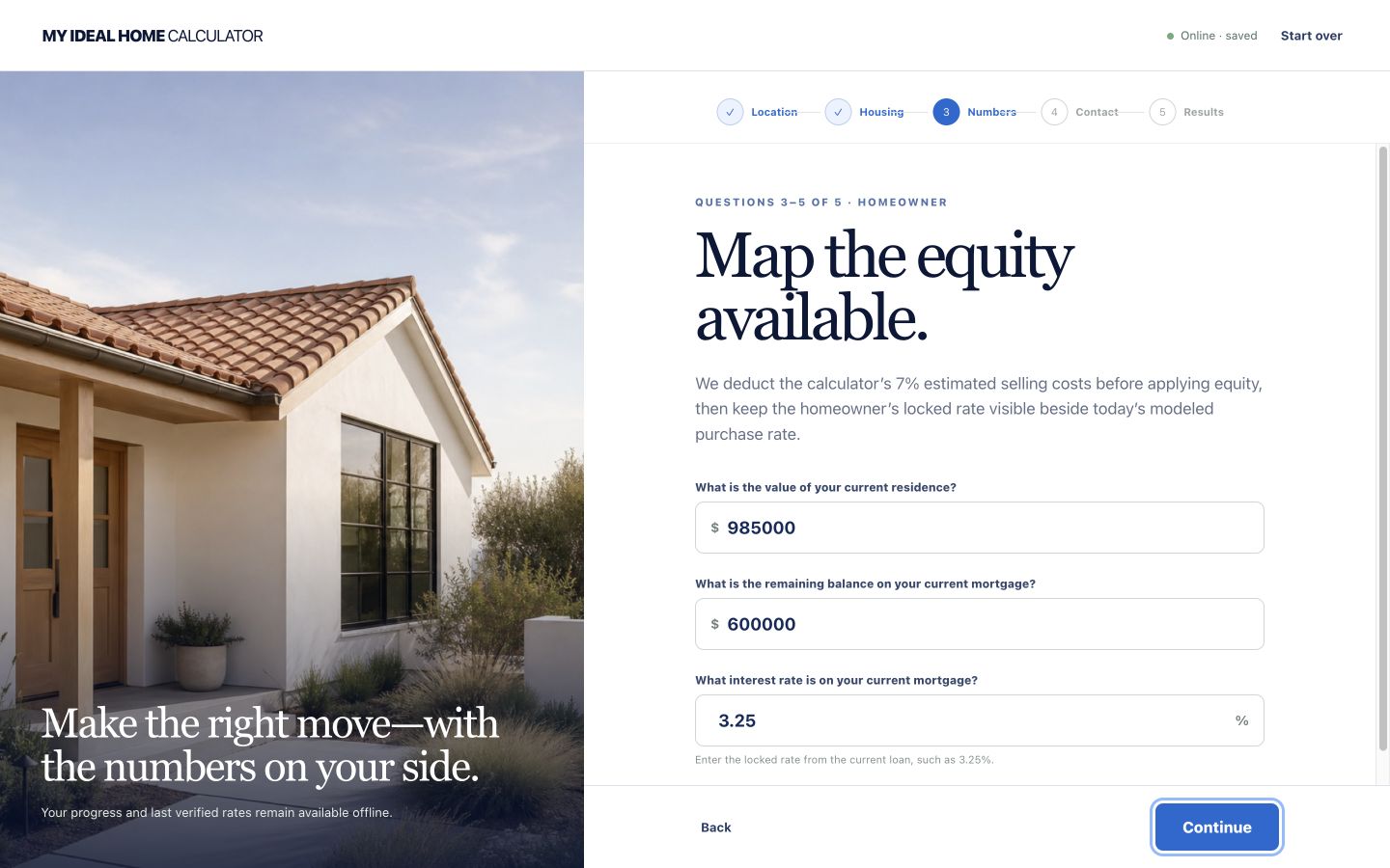 Live My Ideal Home Calculator interest-rate screen