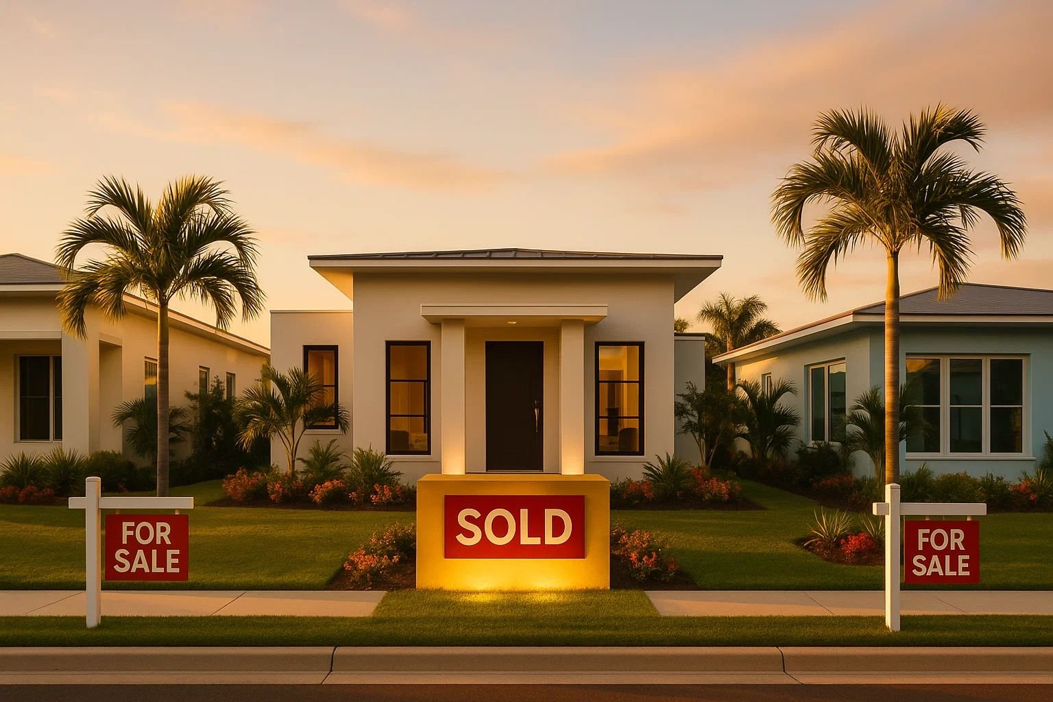 Sold home positioned between active listings